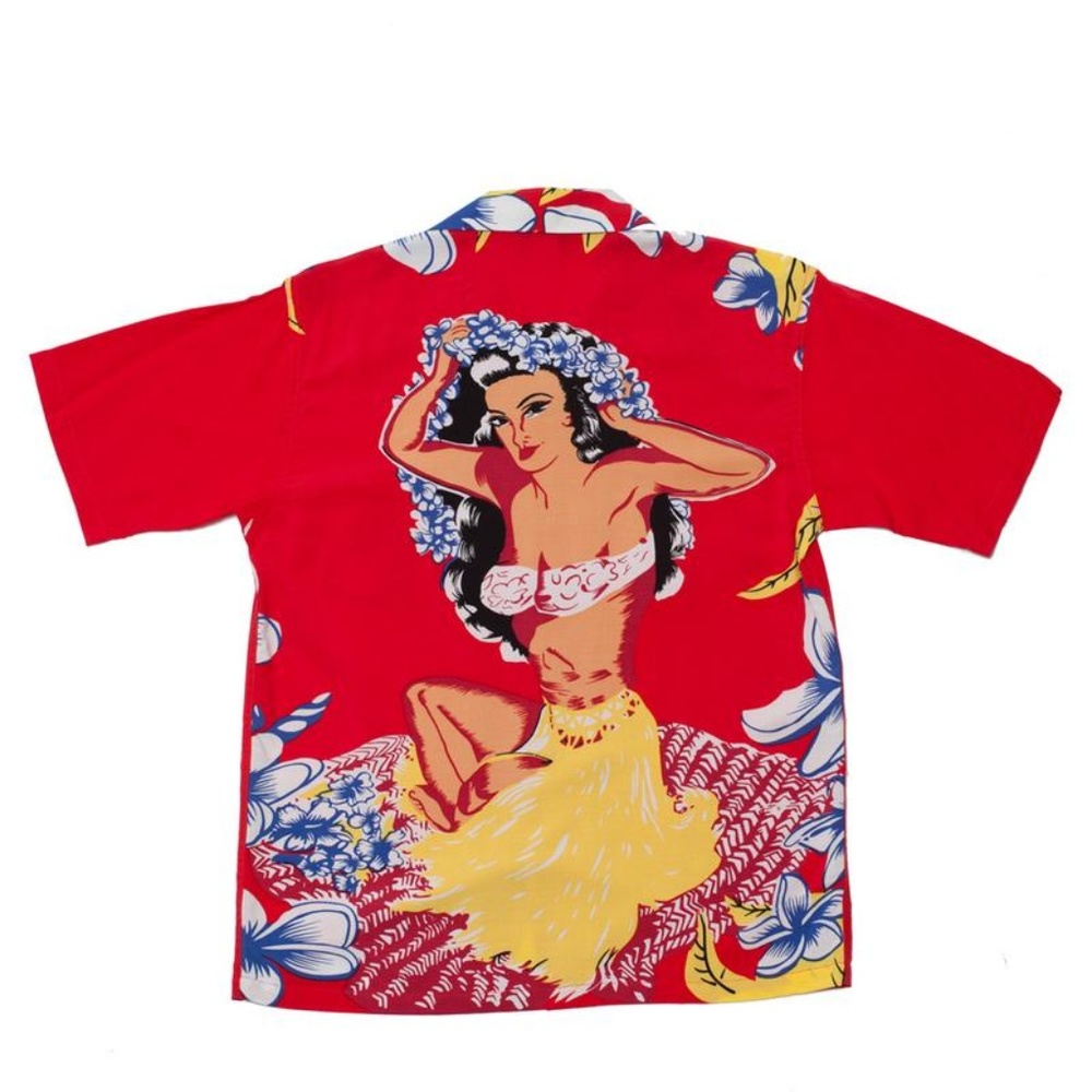 Avanti Red Silk HAWAIIAN Shirt MAIDEN XL